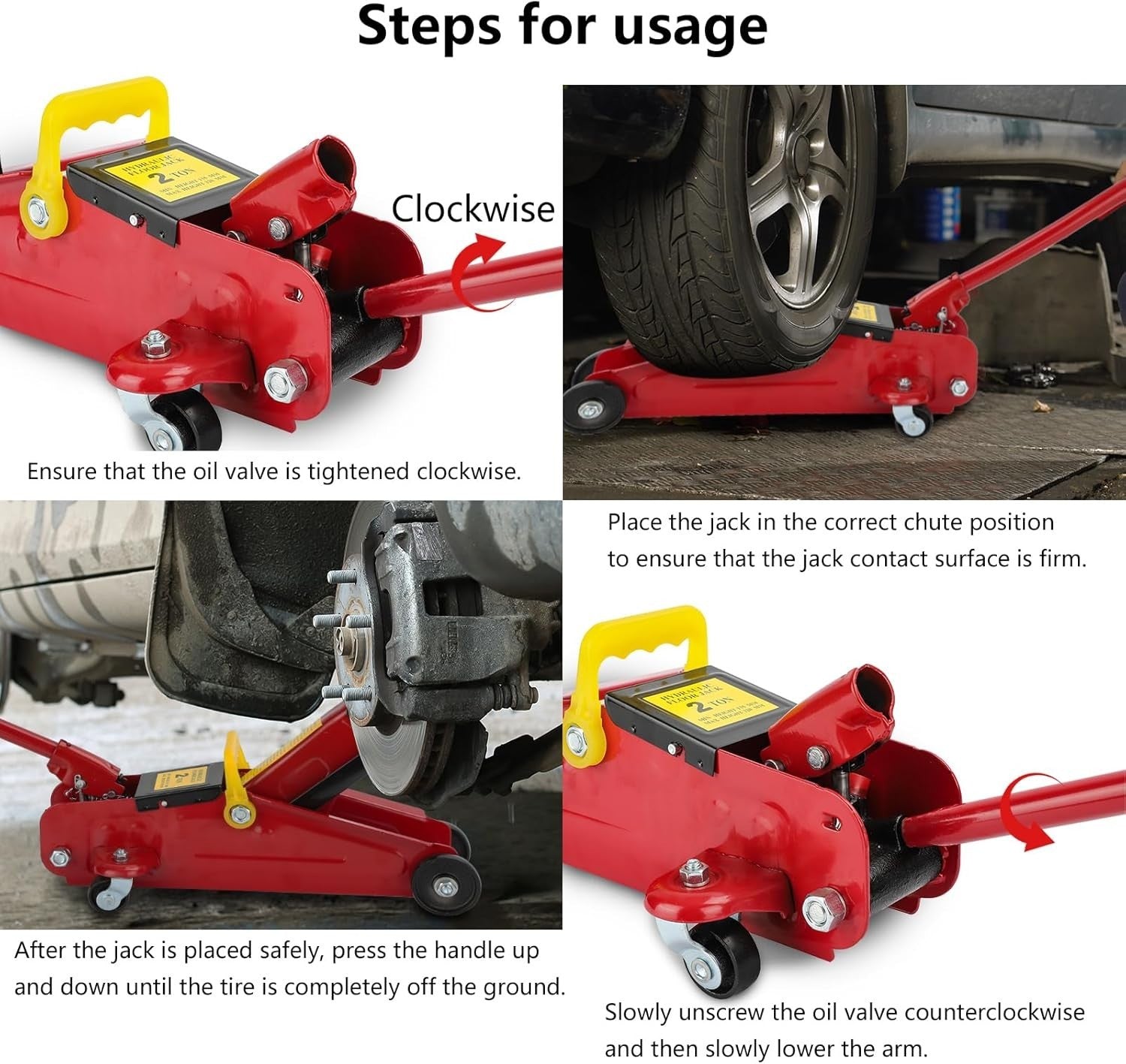 2 Ton Hydraulic Trolley Jack 135–320mm Low Profile Car Lift w/ Case Red