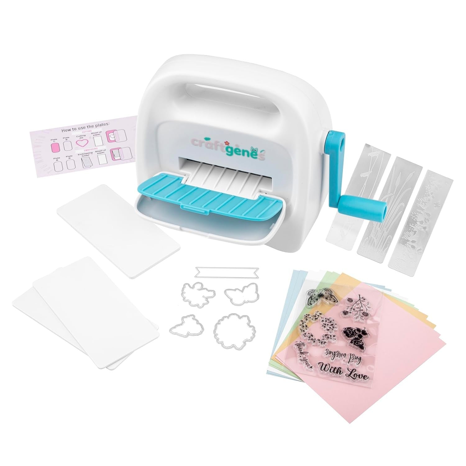 Mini Die Cutting & Embossing Machine Starter Kit 3.5in Craft Cutter Blue