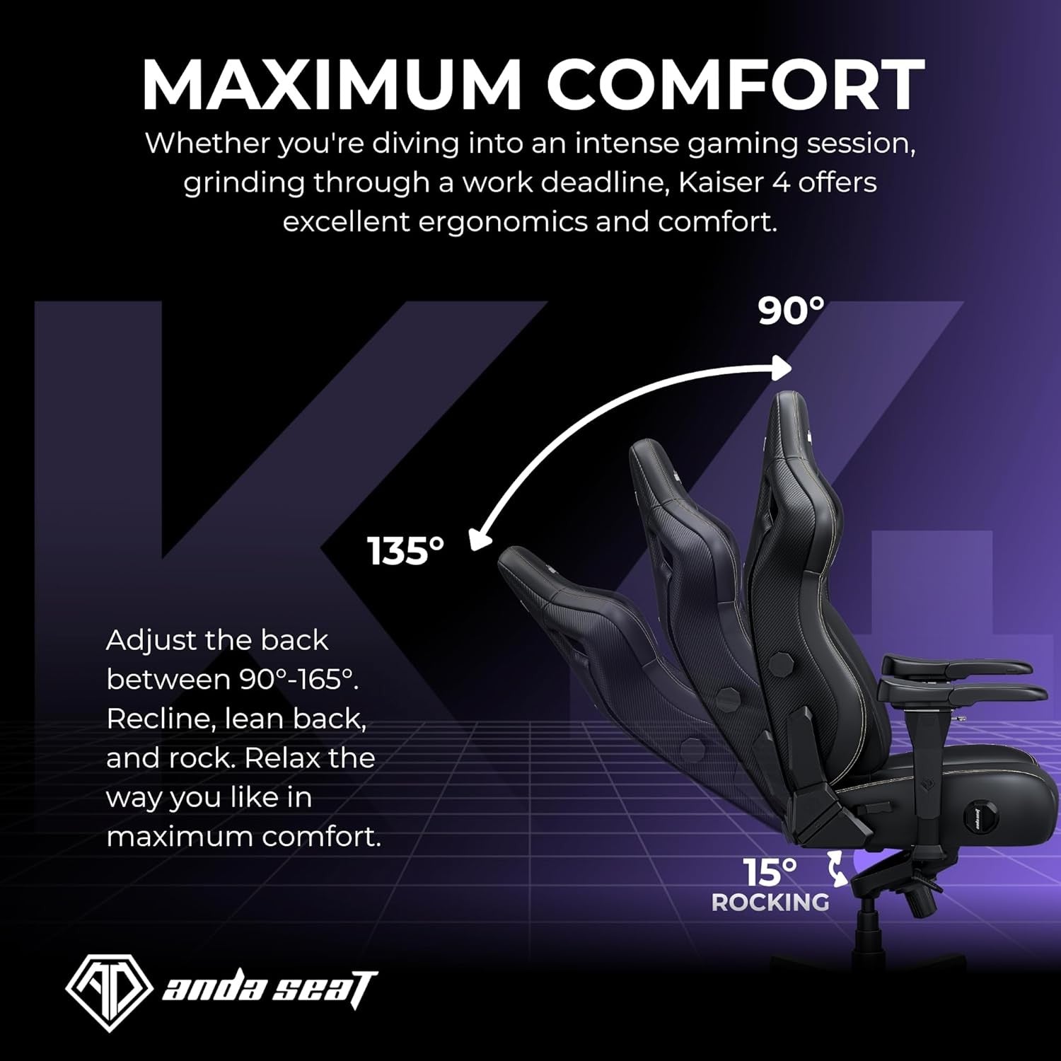 XL Ergonomic Gaming Chair Reclining Pop-Out Lumbar Purple