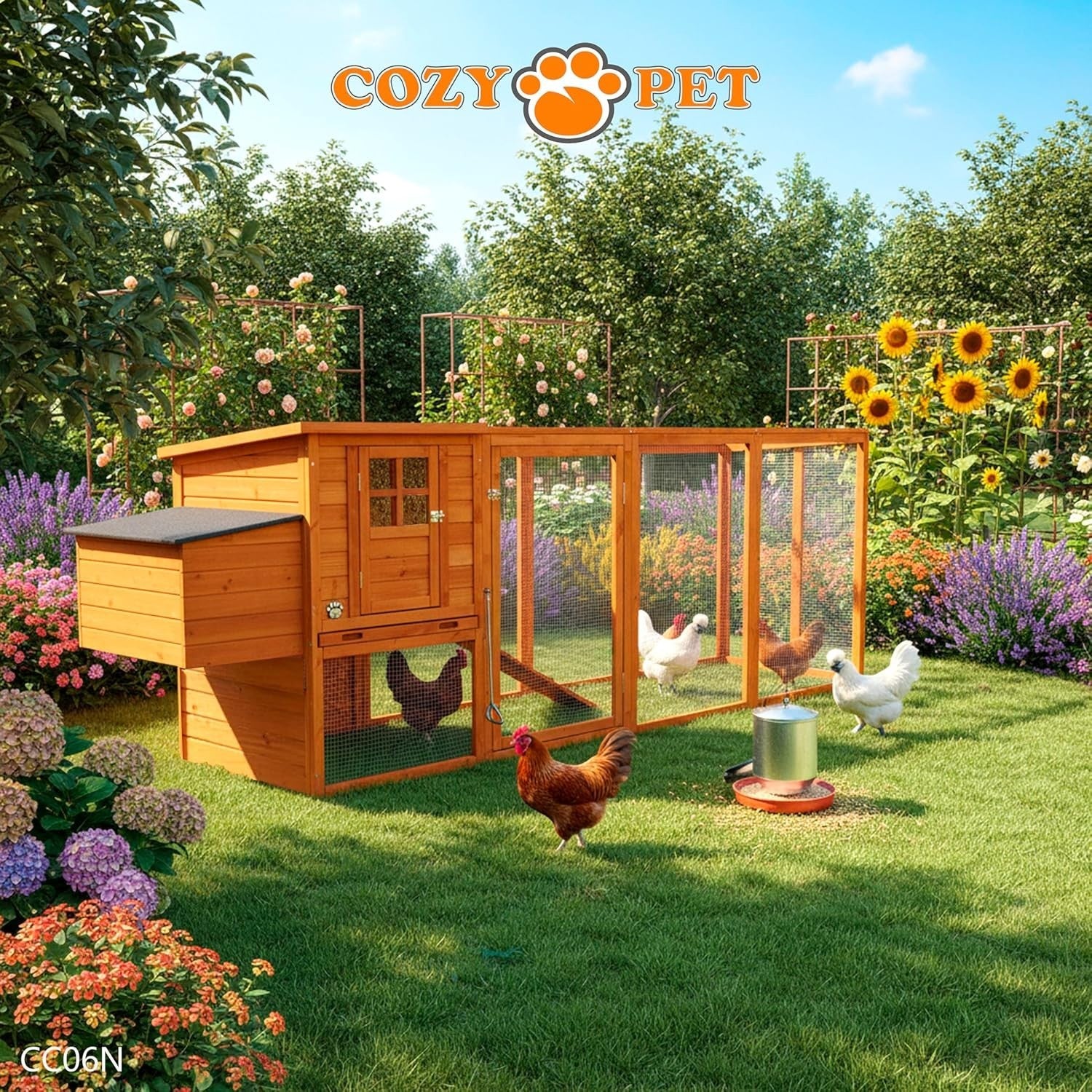 3m Chicken Coop with Extended Run Nest Box 4–6 Birds