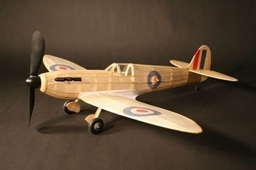 Vintage Rubber-Powered Spitfire Model Plane Kit – Balsa Wood, 460mm Wingspan