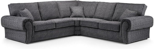 Grey L-Shape 5 Seater Chesterfield Sofa – Comfy Sectional Chenille Couch
