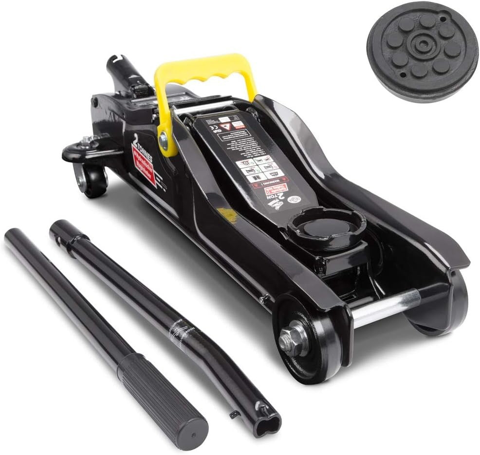 2 Ton Low Profile Hydraulic Trolley Jack 85–330mm w/ Case Rubber Pad Black
