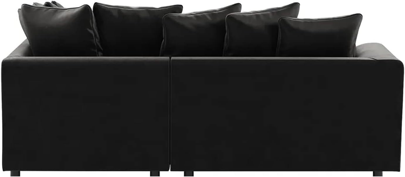 Black Velvet Corner Sofa 4 Seater L Shape | RH Full Foam Seating | Modern Chaise