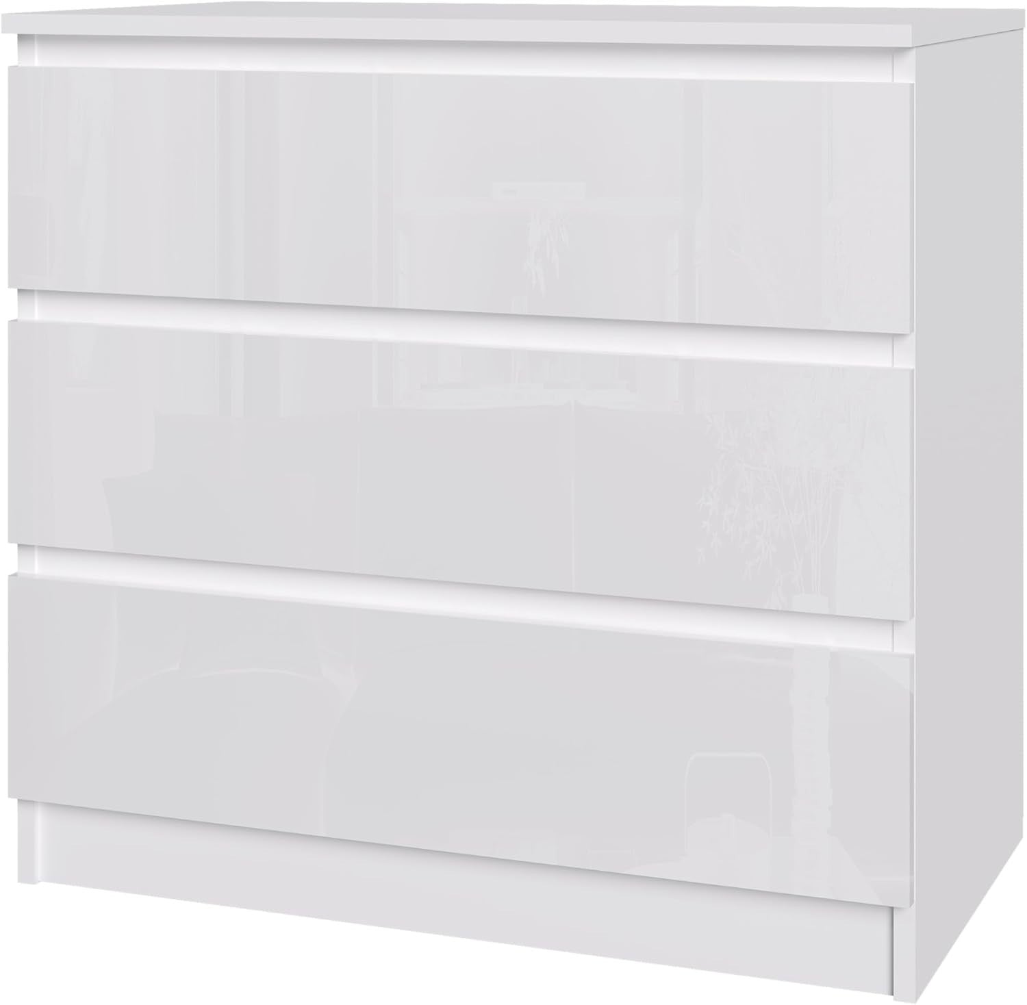 High-Gloss 3 Drawer Chest Storage Cabinet Bedroom Living Room Organizer Unit