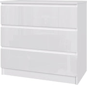 High-Gloss 3 Drawer Chest Storage Cabinet Bedroom Living Room Organizer Unit