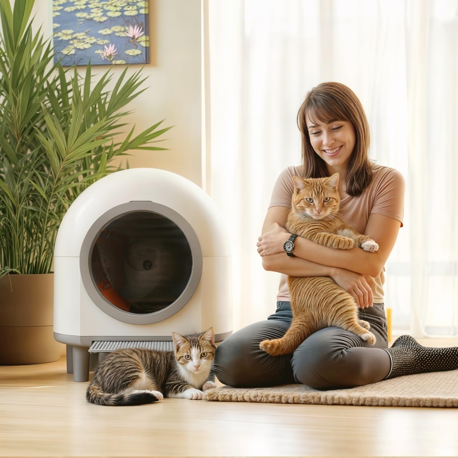 80L Automatic Cat Litter Robot Smart App Control Multi Cat Odor Free