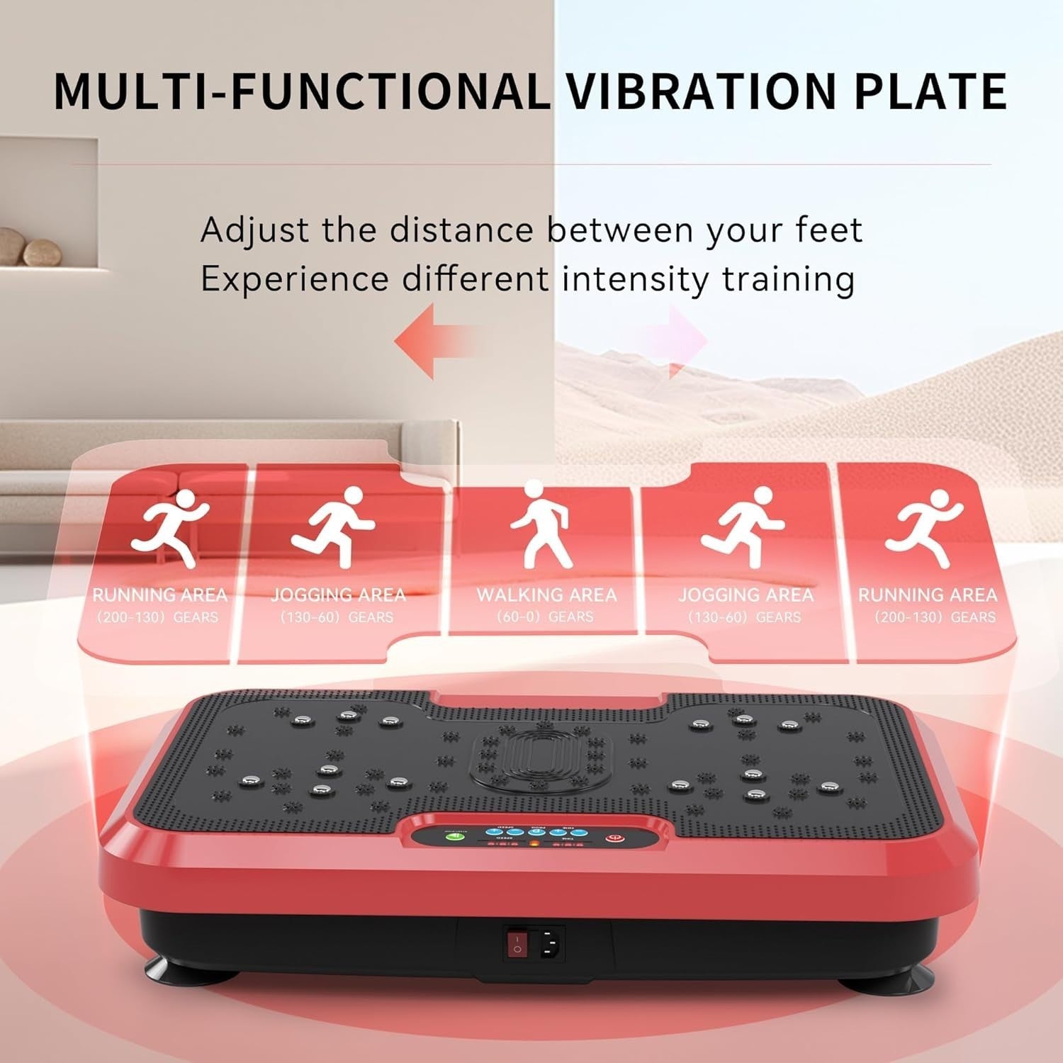 Red Vibration Plate Exercise Machine 200 Speeds Quiet Full Body Workout