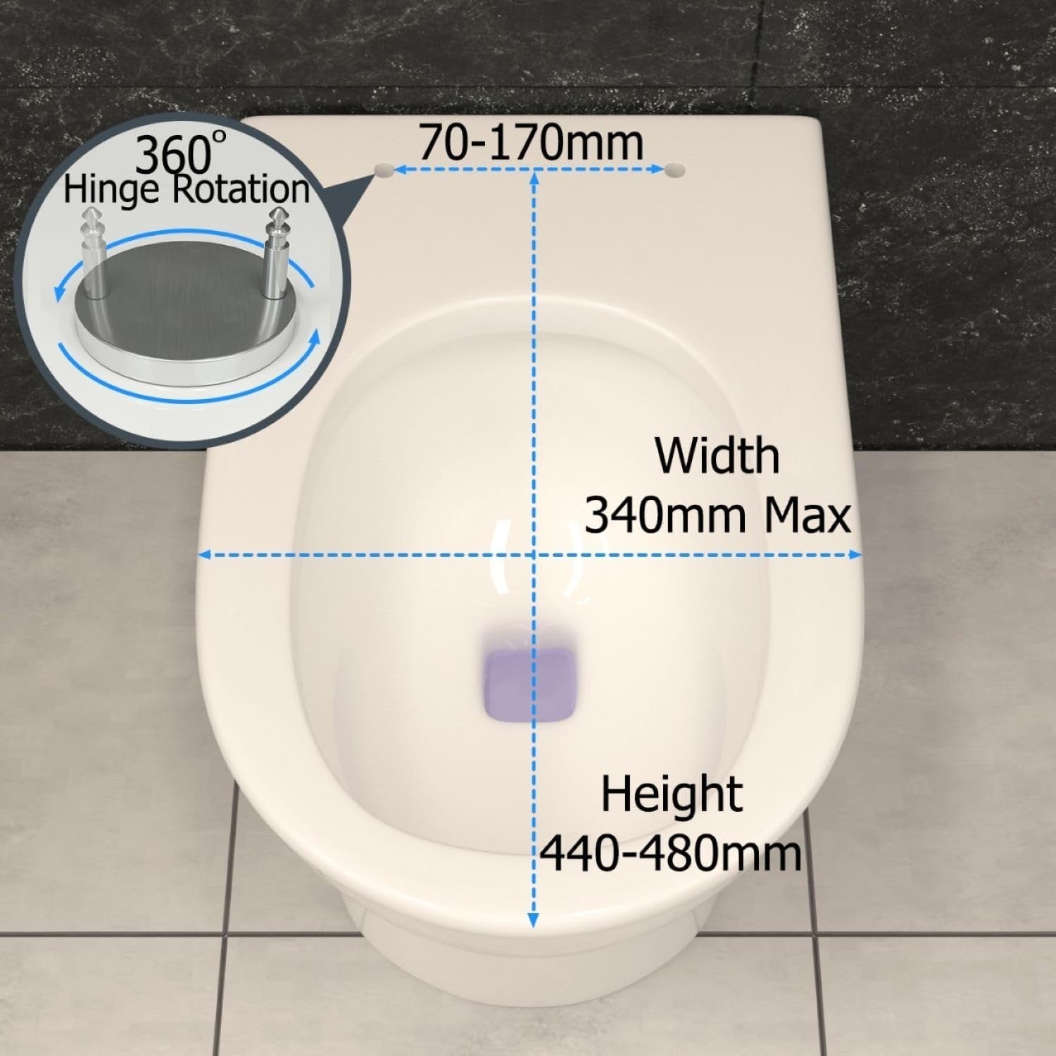 D-Shape Toilet Seat Soft Close Quick Release UF Dual Fix Anti-Bacterial White