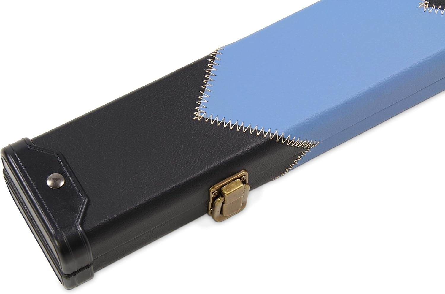 Deluxe 2 Piece Snooker Pool Cue Case Centre Joint Hard Shell Blue