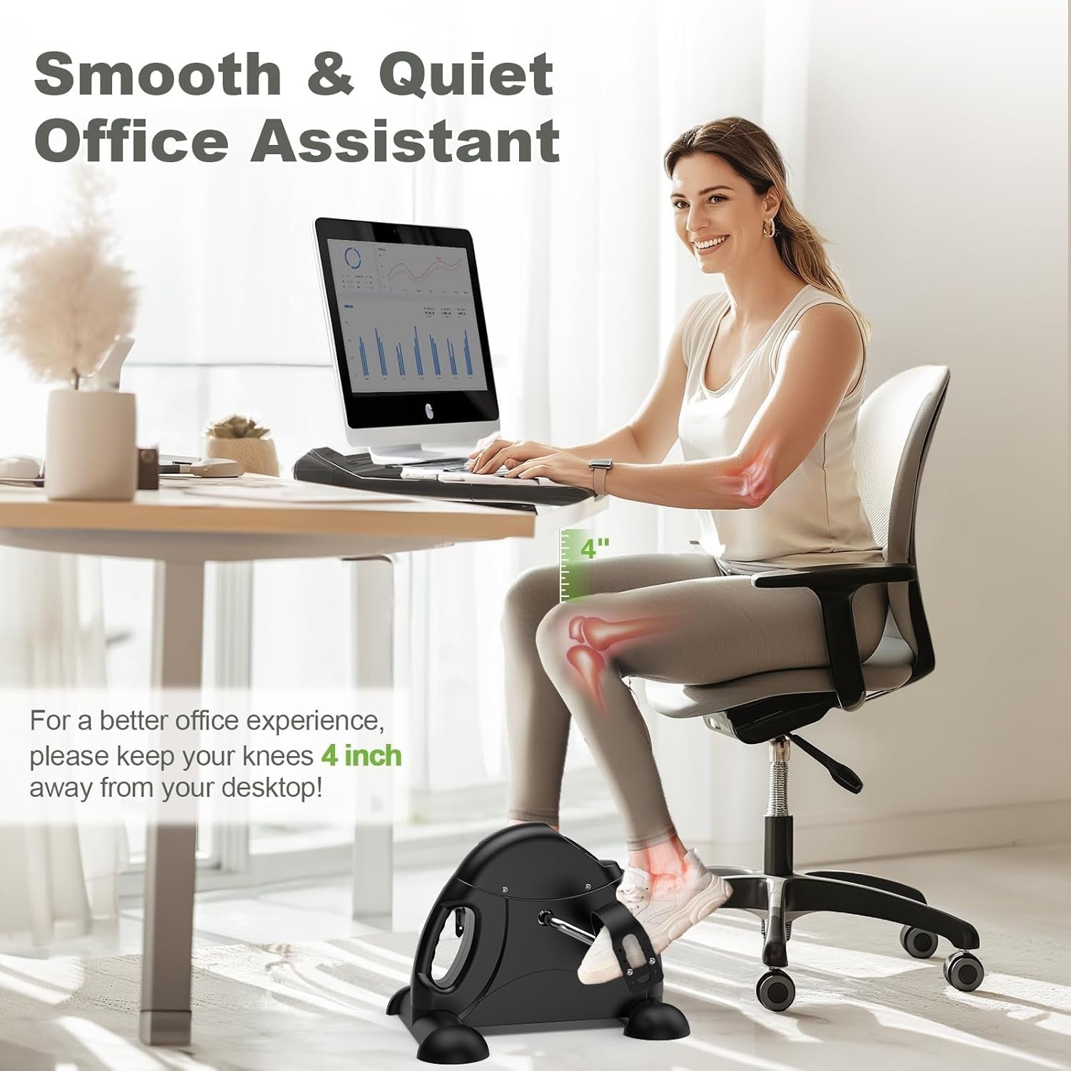 Compact Desk Pedal Trainer Magnetic Resistance LCD Arm Leg