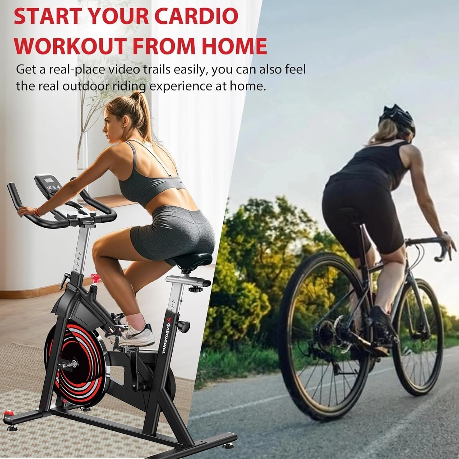 Quiet Magnetic Spin Bike w/ LCD Display, App Support, 30lb Flywheel