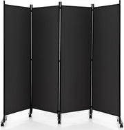 4-Panel Grey Folding Room Divider 224x30x172cm Privacy Screen Partition