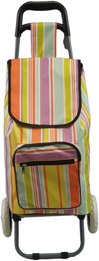 Foldable Leisure Shopping Trolley with Seat Large Capacity Easy-Roll Wheels