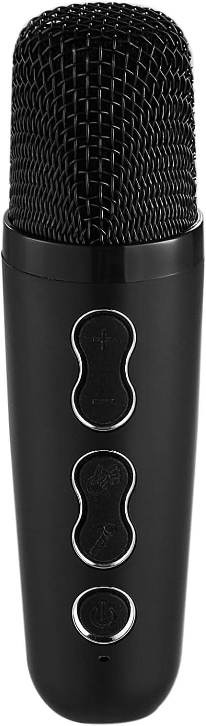 Portable Bluetooth Karaoke Machine 2 Wireless Mics LED Black 16x13.5x22cm
