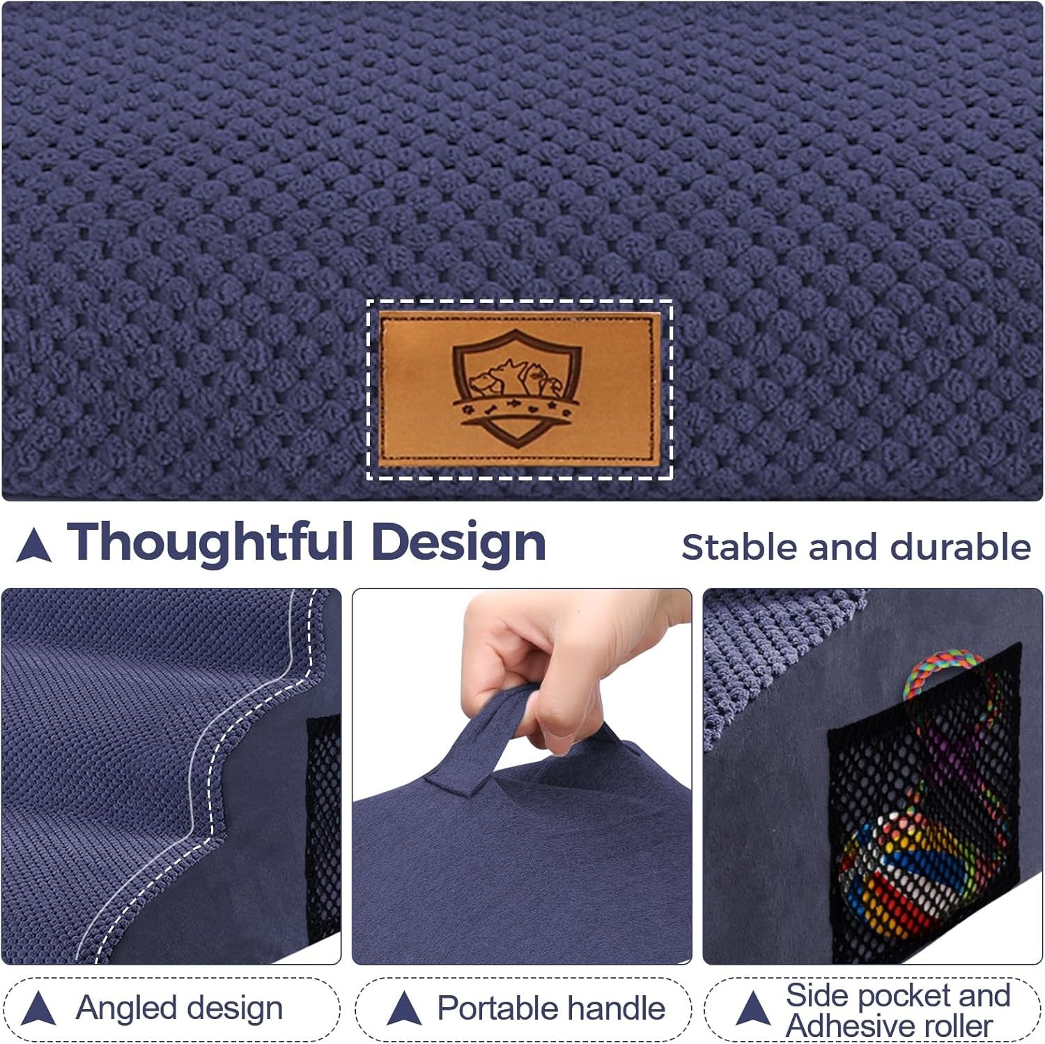 4 Step Dog Stairs for Bed Non Slip Pet Ramp 73x40x51cm Blue