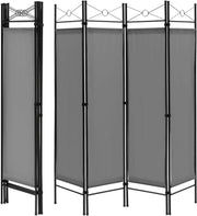 4 Panel Grey Folding Room Divider Privacy Screen Partition for Bedroom Office