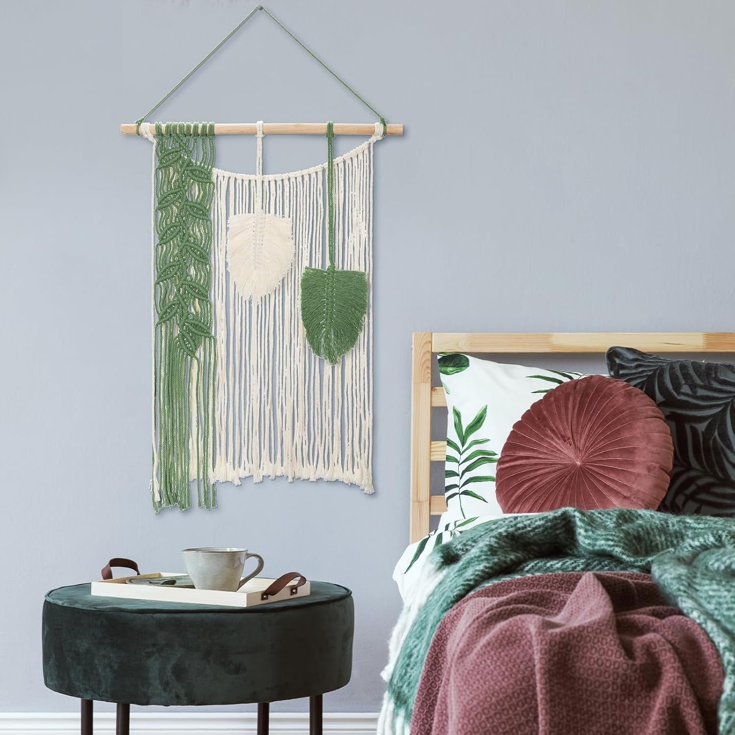 Leaf Macrame Wall Hanging Boho Woven Home Decor 40.5x54cm