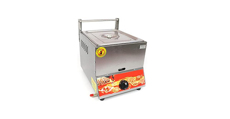 Commercial LPG Gas Deep Fryer Single Tank Basket Countertop w Lid