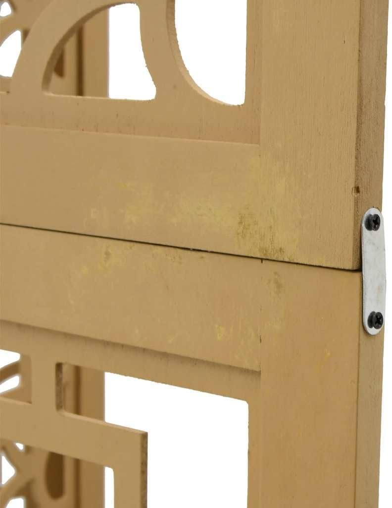 4 Panel Brown Wood Room Divider Folding Privacy Screen 160x180cm Decorative Part