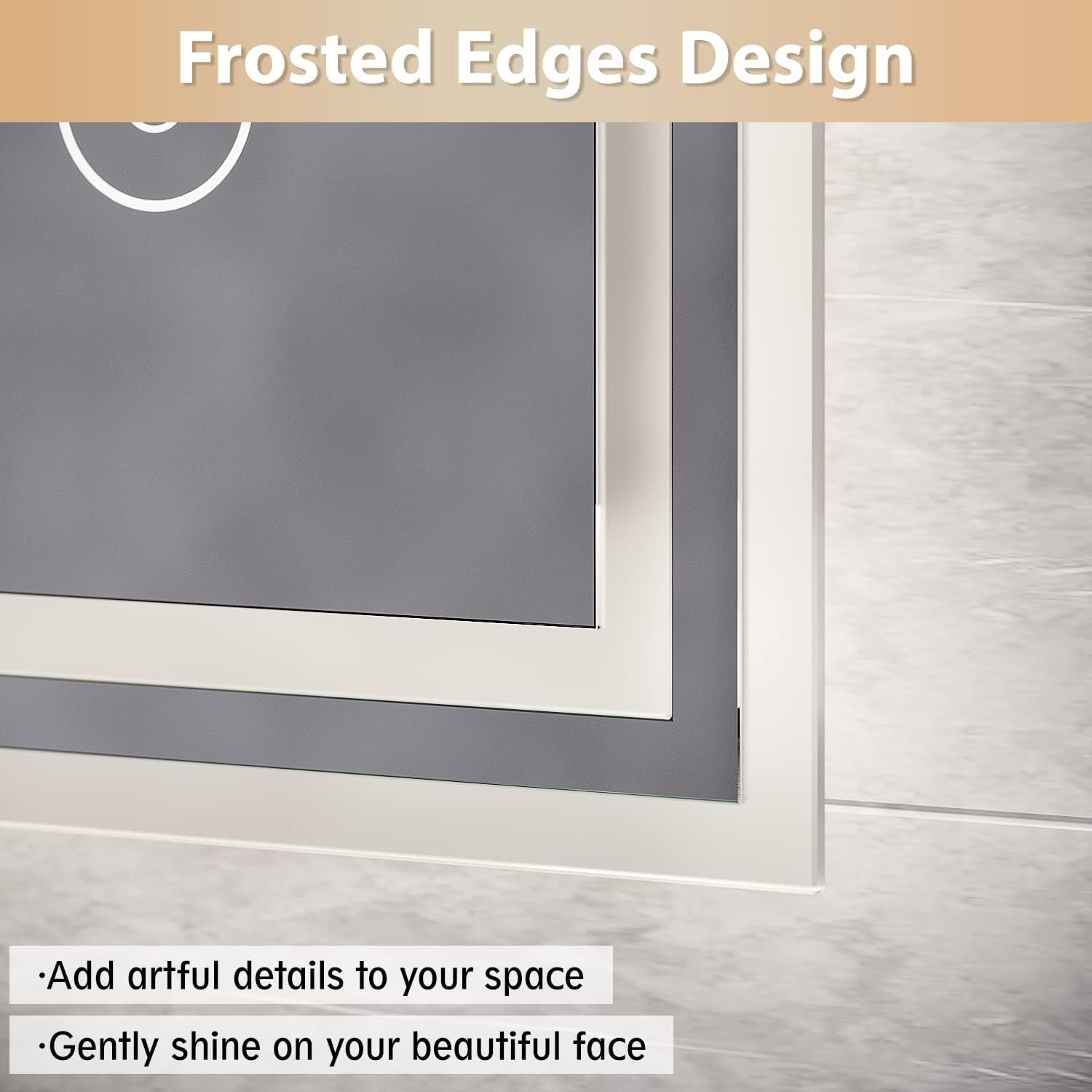 LED Bathroom Mirror 60x50cm Anti-Fog Wall Mount, Dimmable Light, Waterproof