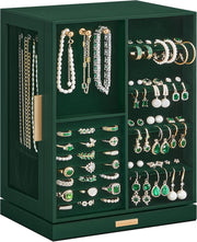 Forest Green Rotating Jewellery Box 360° Vertical Organizer with Drawers
