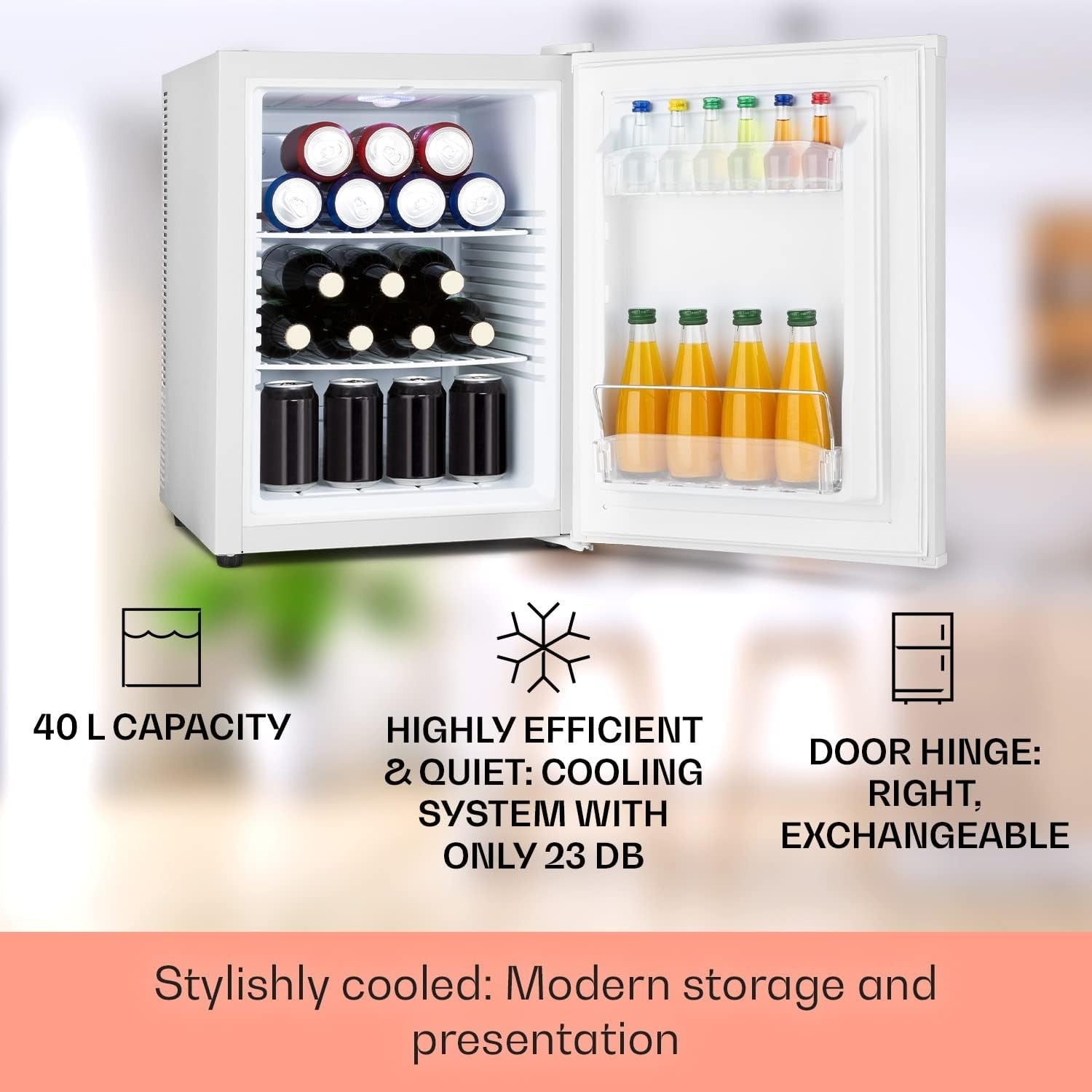 Compact 40L White Mini Fridge Tabletop Cooler for Home Office Room