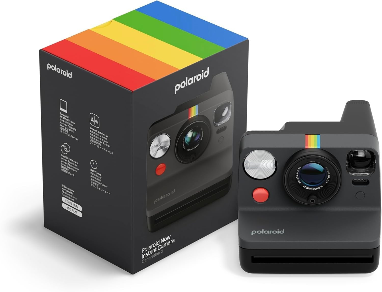 Instant Camera Black Autofocus Self Timer Analog Photo Camera