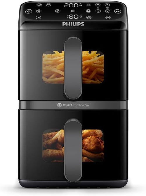 10L Dual Basket Air Fryer Stacked Sync Finish RapidAir Easy View Window
