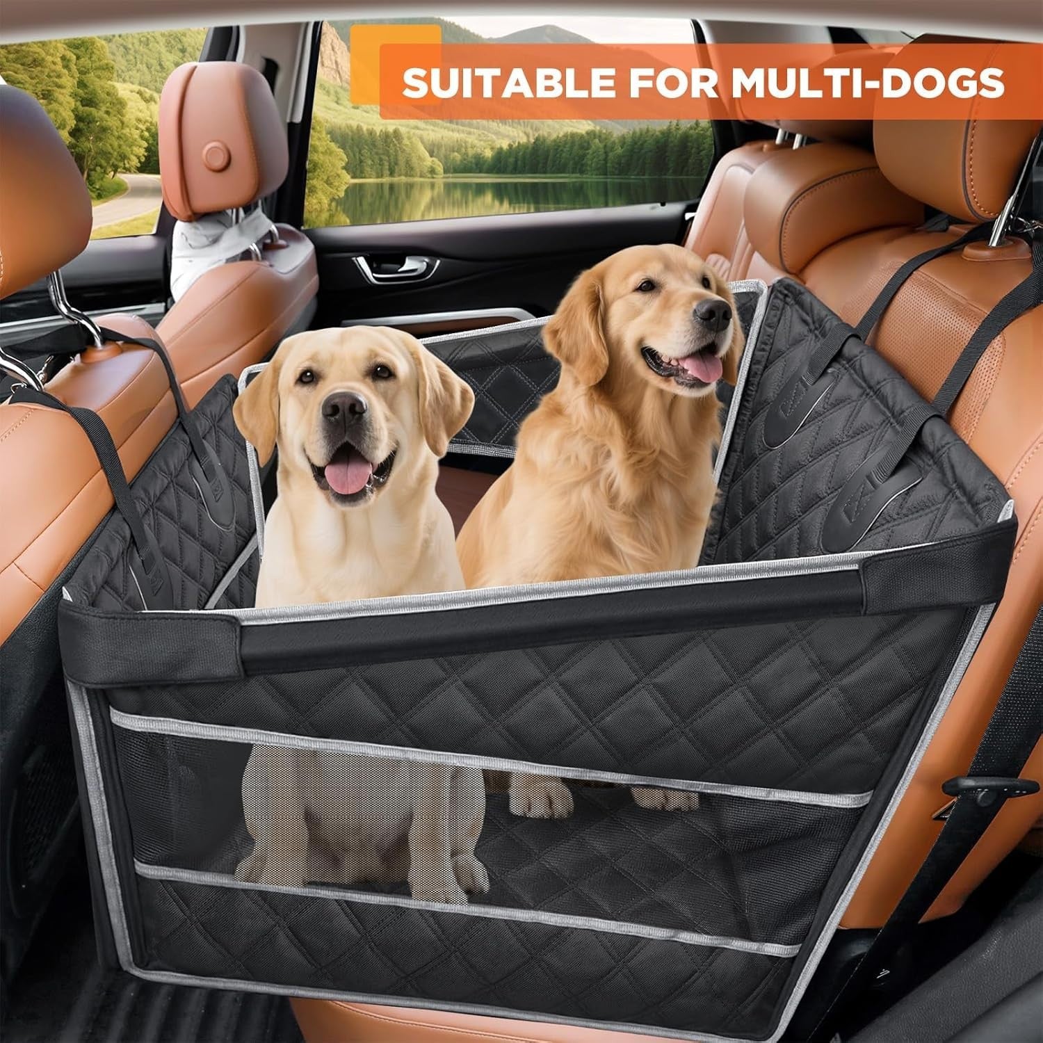 Dog Car Seat Extender Hard Bottom Waterproof Hammock Medium Pet Travel