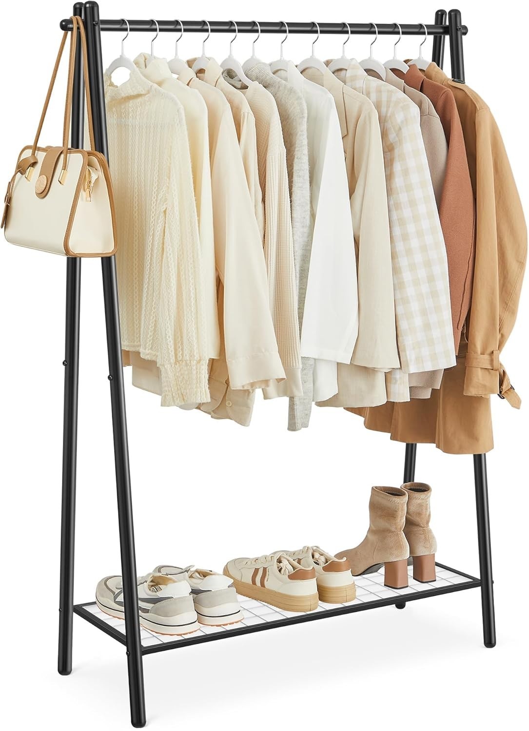 Heavy Duty Clothes Rail with Shelf – Matte Black 153cm
