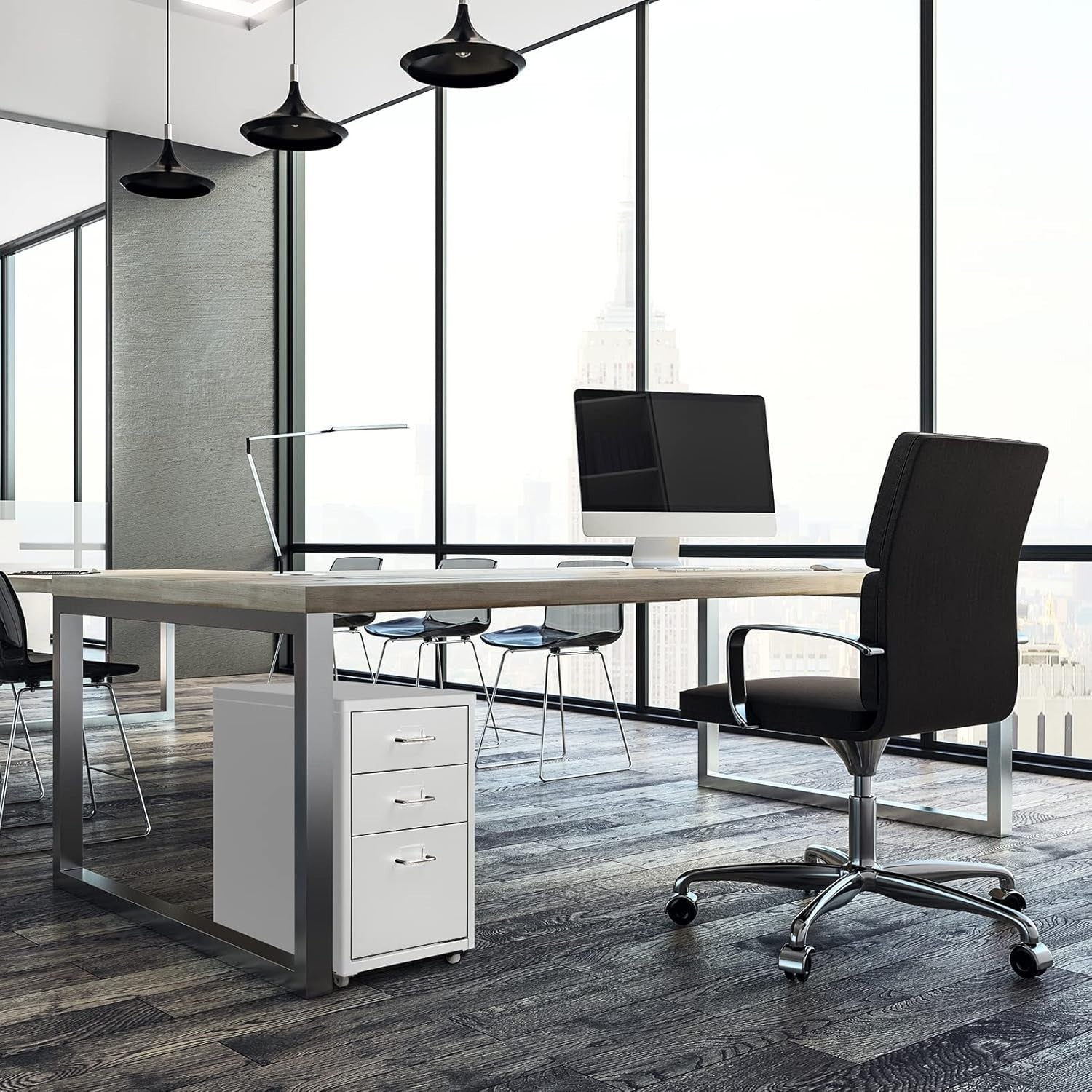 Compact White Metal Rolling File Cabinet 3 Drawer Under Desk Storage