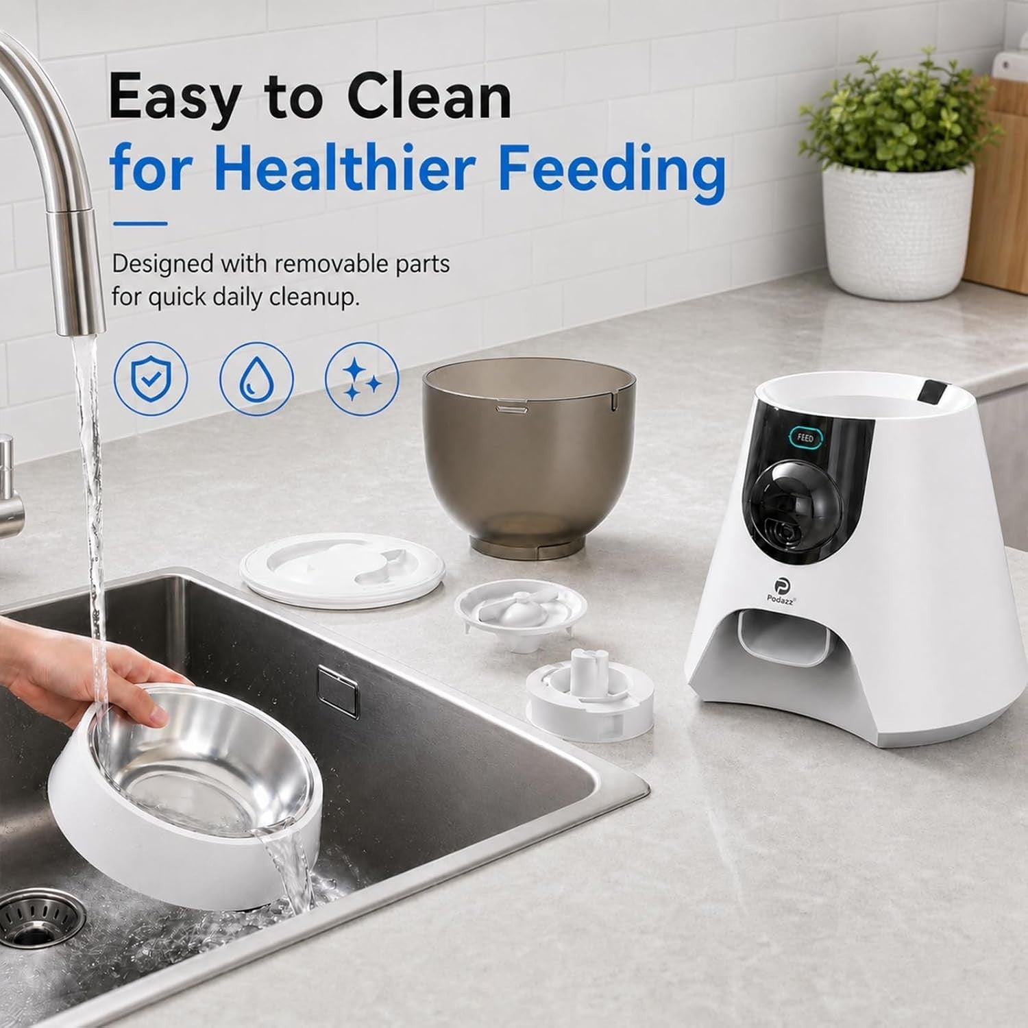 Smart Pet Feeder Camera WiFi App Control 1080P HD 4L Auto Feeder