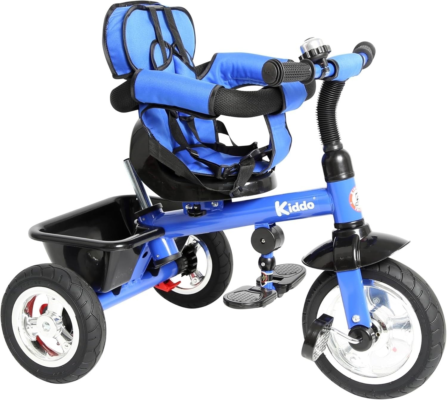 4 in 1 Kids Tricycle Rotating Seat Sun Canopy Parent Push Trike Blue