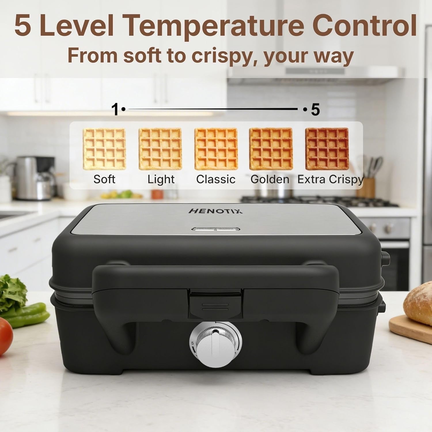 3-in-1 Waffle Sandwich Maker 1200W Non-Stick Removable Plates