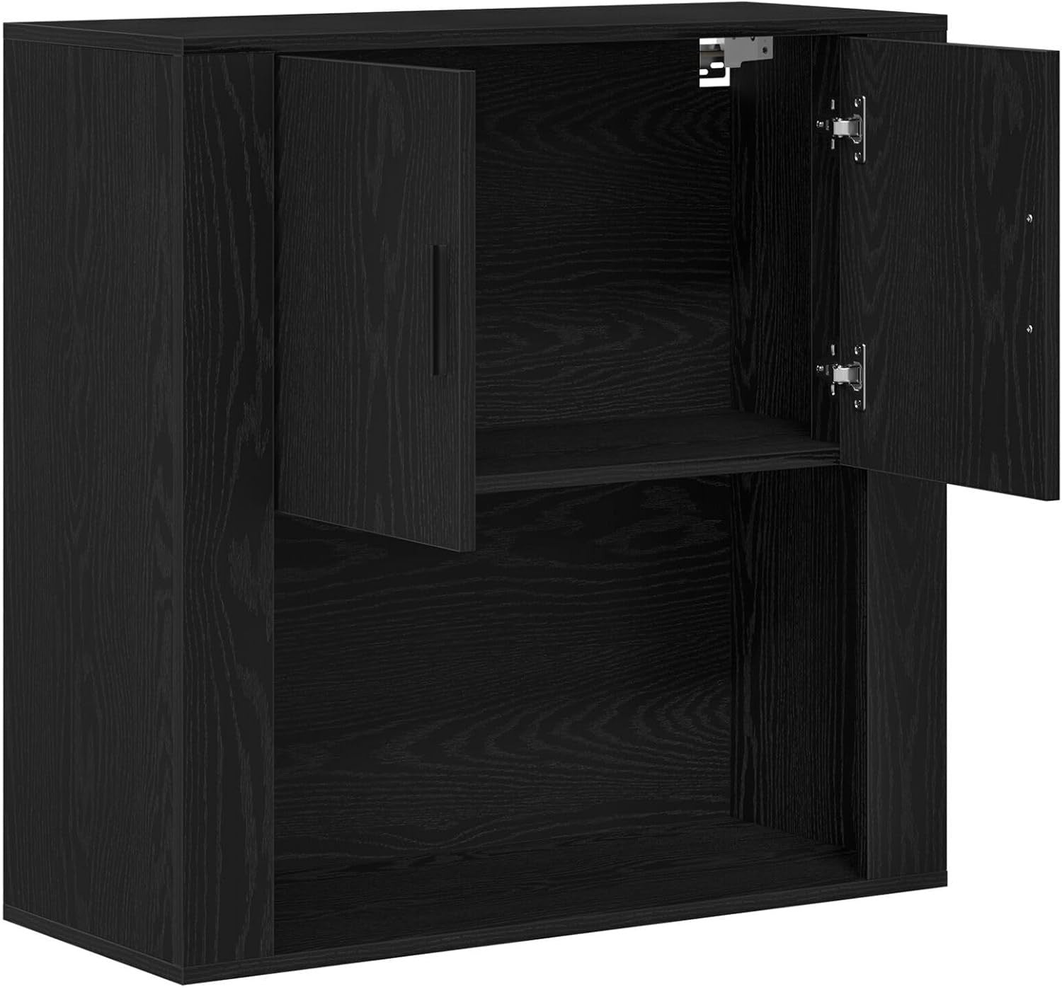 Wall-Mounted Black Oak Entryway Cabinet with Storage & Dust-Resistant Matte Fini