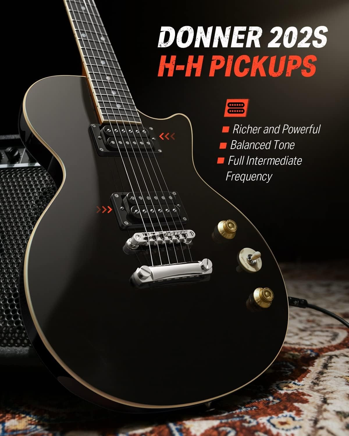Electric Guitar 39in Full Size LP Style Starter Kit Black