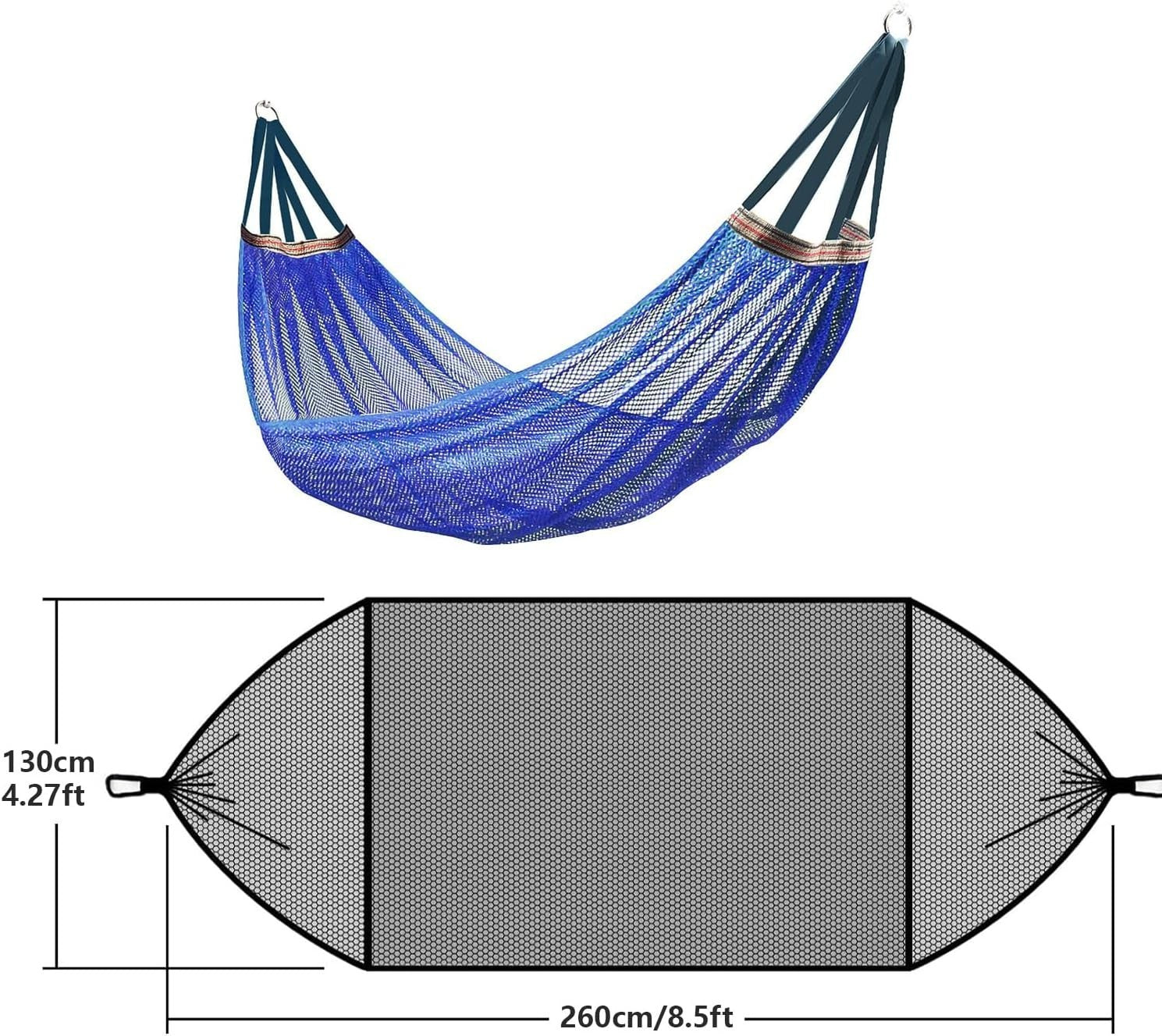 Outdoor Nylon Mesh Hammock – Soft Breathable Swing Bed 650lb Max Load Portable