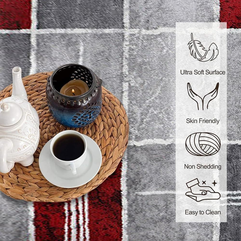 Red Small Area Rug 60x110cm Soft Thick Pile Non Shed Bedroom Kitchen Mat