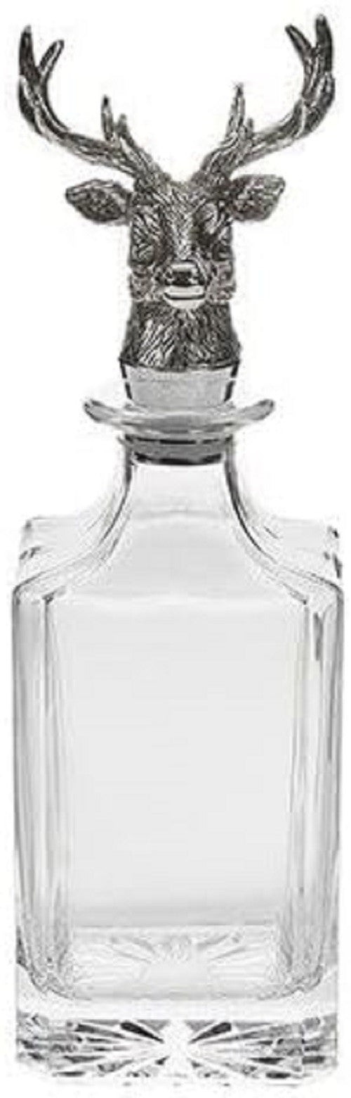 Stag Head Whisky Decanter 750ml Glass with Airtight Stopper Gift Set