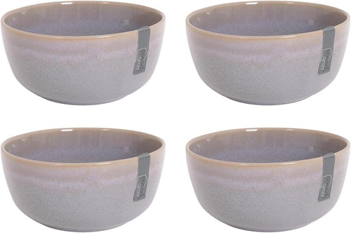 Set of 4 Stoneware Bowls Reactive Glaze Cereal Snack Soup Bowls