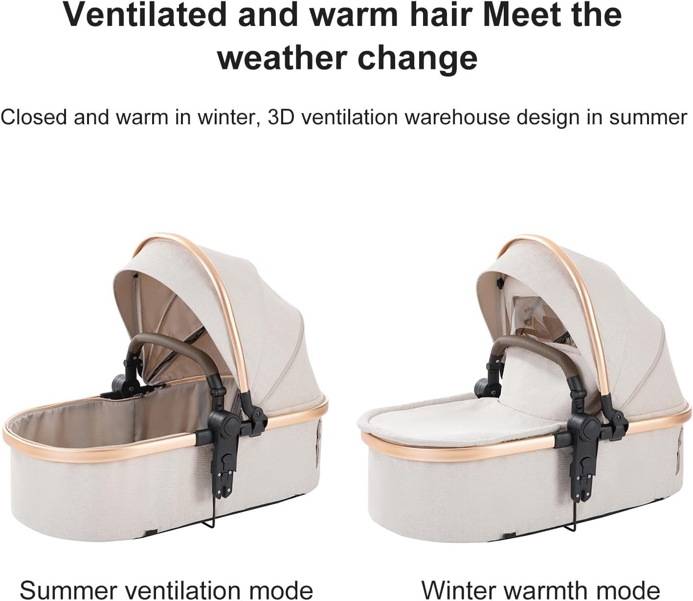 3 in 1 Baby Pram Pushchair Travel System Aluminium Frame Lightweight Foldable