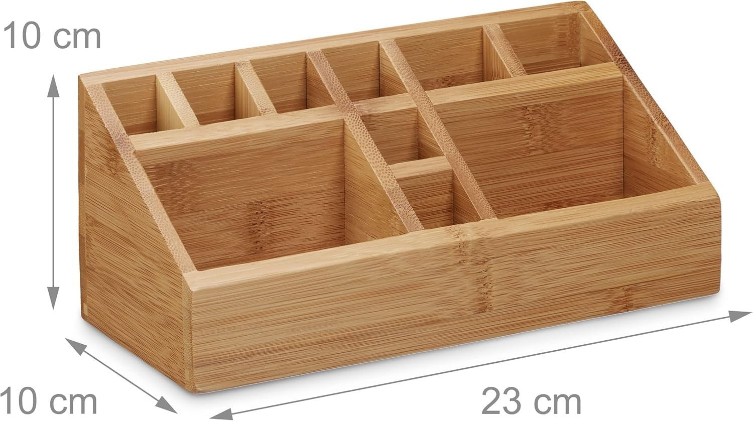 Bamboo Desk Organizer Pencil Holder 10 Compartments Office Storage Tray