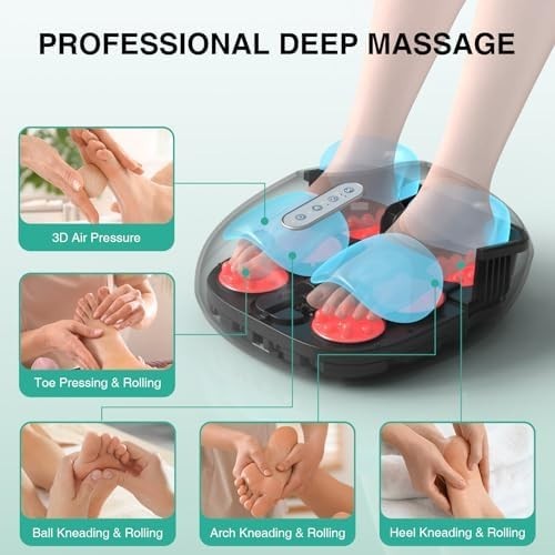 Foot Massager with Heat & Deep Kneading, Adjustable Intensity for Pain Relief