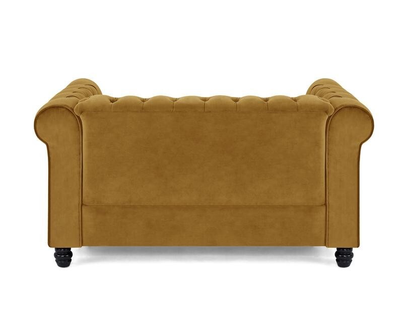 Gold Velvet Chesterfield 2 Seater Sofa Tufted Scroll Arm Couch UK