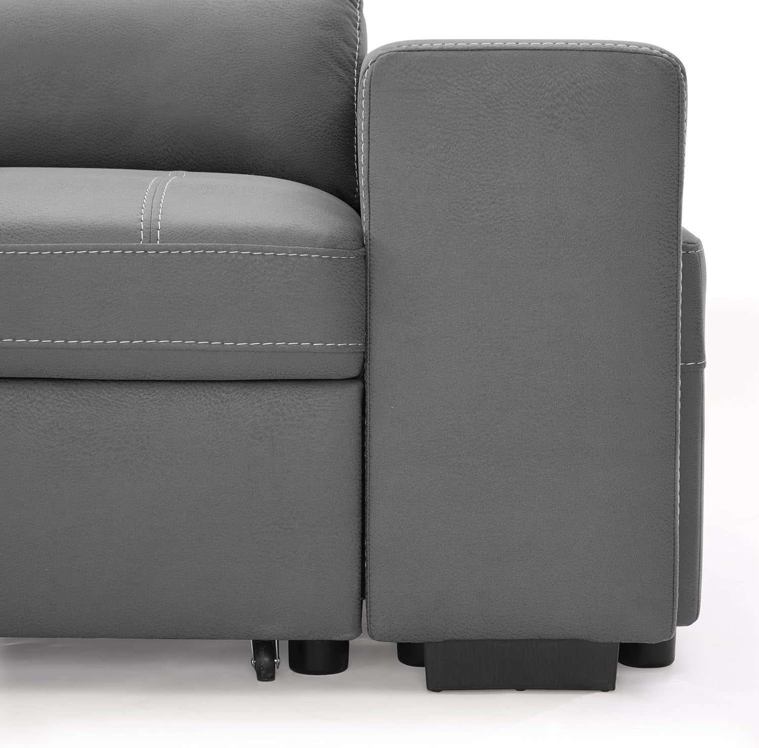 Grey Air Leather Corner Sofa Left Hand – Storage, Footstools, Headrests