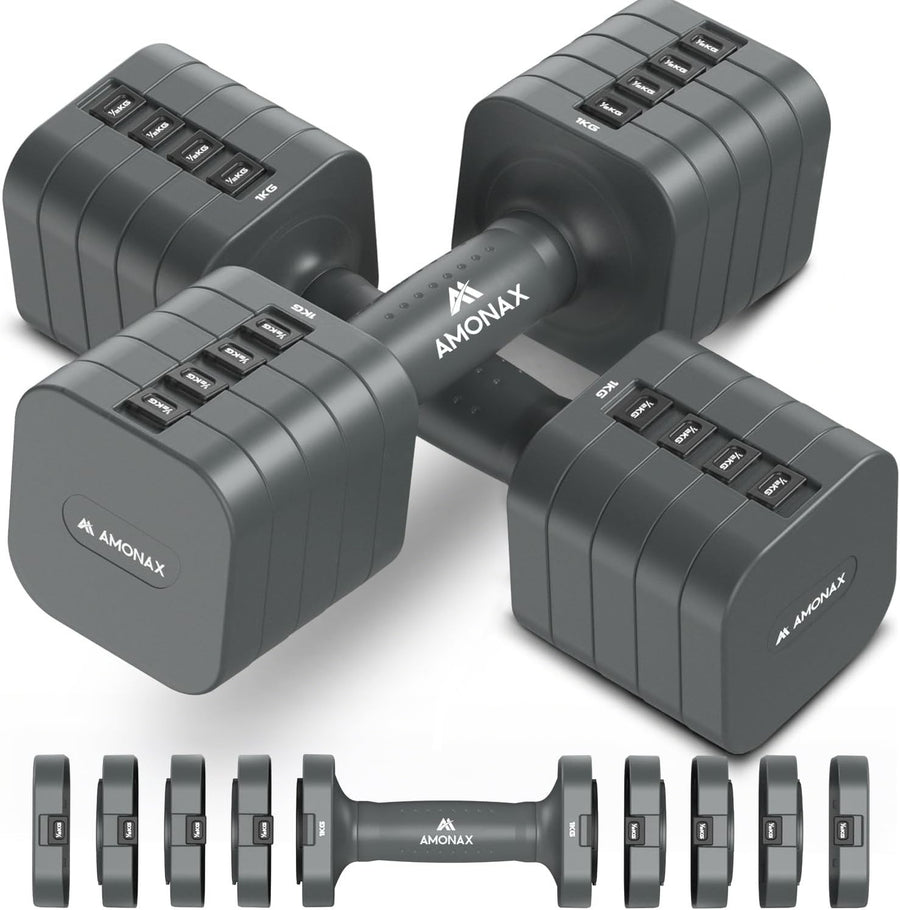 Adjustable Dumbbells Pair 1–5kg Quick Lock TPU Grip Space-Saving Home Gym