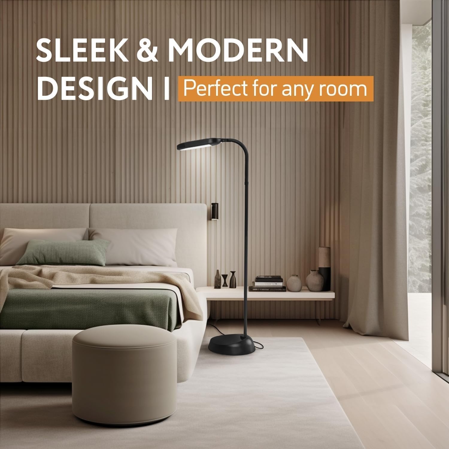 Natural Daylight LED Floor Lamp 12W Adjustable Brightness for Reading