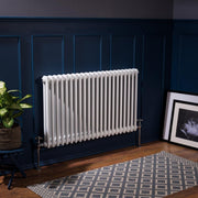Double Column Horizontal Radiator 600x1010mm White Cast Iron Style