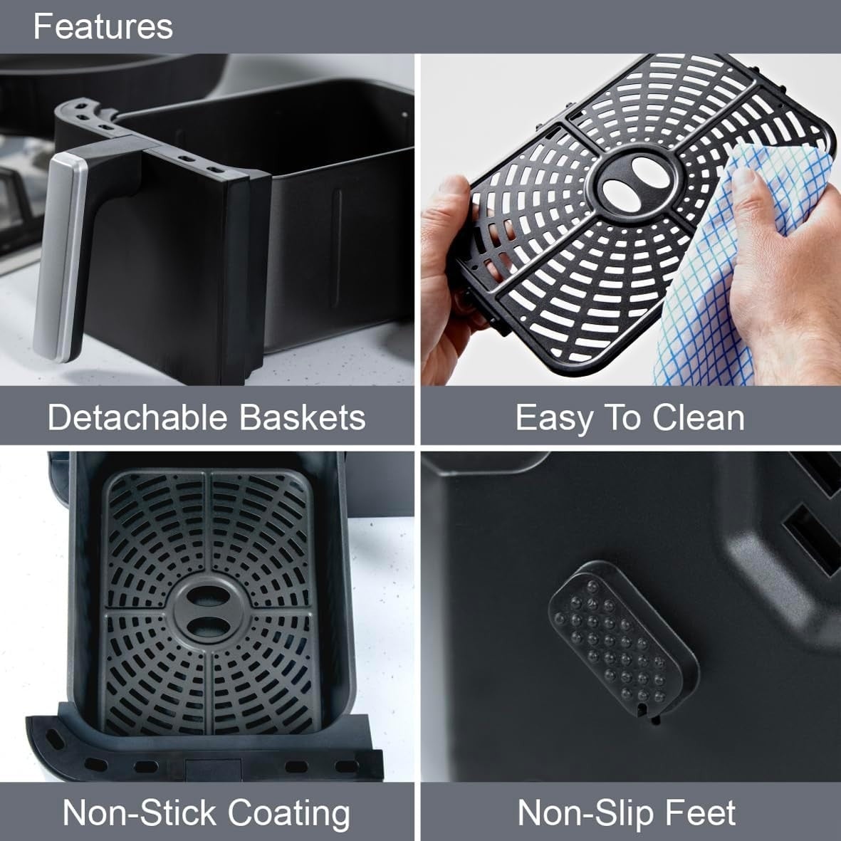 Dual Air Fryer 9L | Twin Zone, Presets, LED Touch, Non-Stick, 60-Min Timer